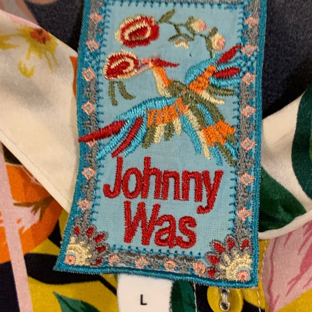 Johnny Was Andrea Silk Button Down Blouse Size L - Picture 10 of 16